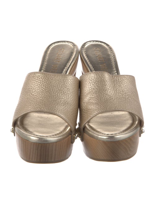 Stuart Weitzman Leather Studded Accents Slides