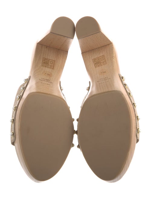 Stuart Weitzman Leather Studded Accents Slides