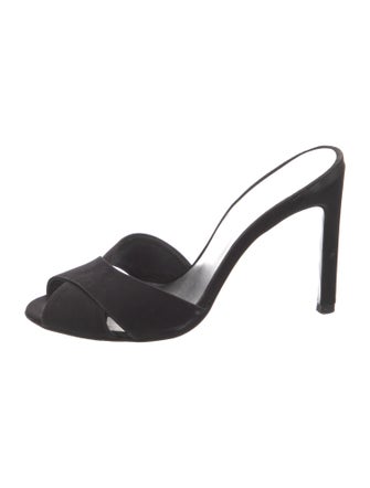 Stuart Weitzman Satin Printed Slides