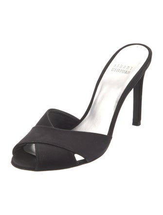 Stuart Weitzman Satin Printed Slides