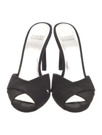Stuart Weitzman Satin Printed Slides