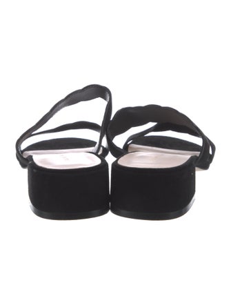 Stuart Weitzman Suede Scalloped Accent Slides