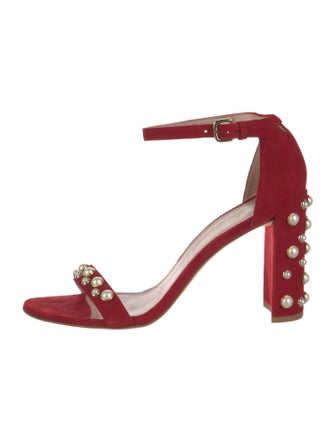 Stuart Weitzman Suede Studded Accents Sandals