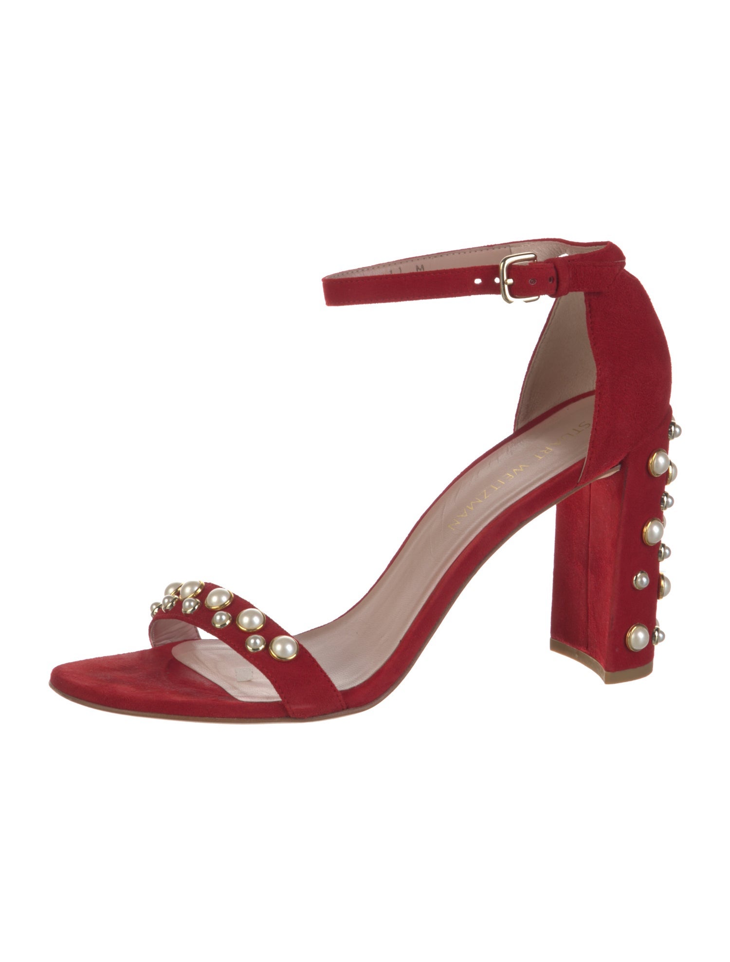 Stuart Weitzman Suede Studded Accents Sandals