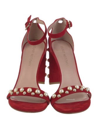 Stuart Weitzman Suede Studded Accents Sandals
