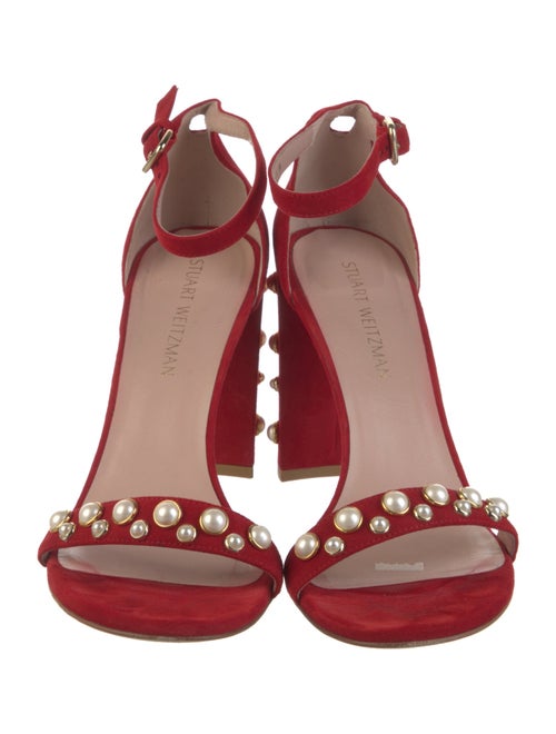 Stuart Weitzman Suede Studded Accents Sandals