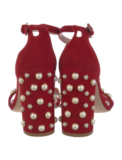 Stuart Weitzman Suede Studded Accents Sandals