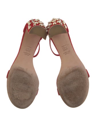 Stuart Weitzman Suede Studded Accents Sandals