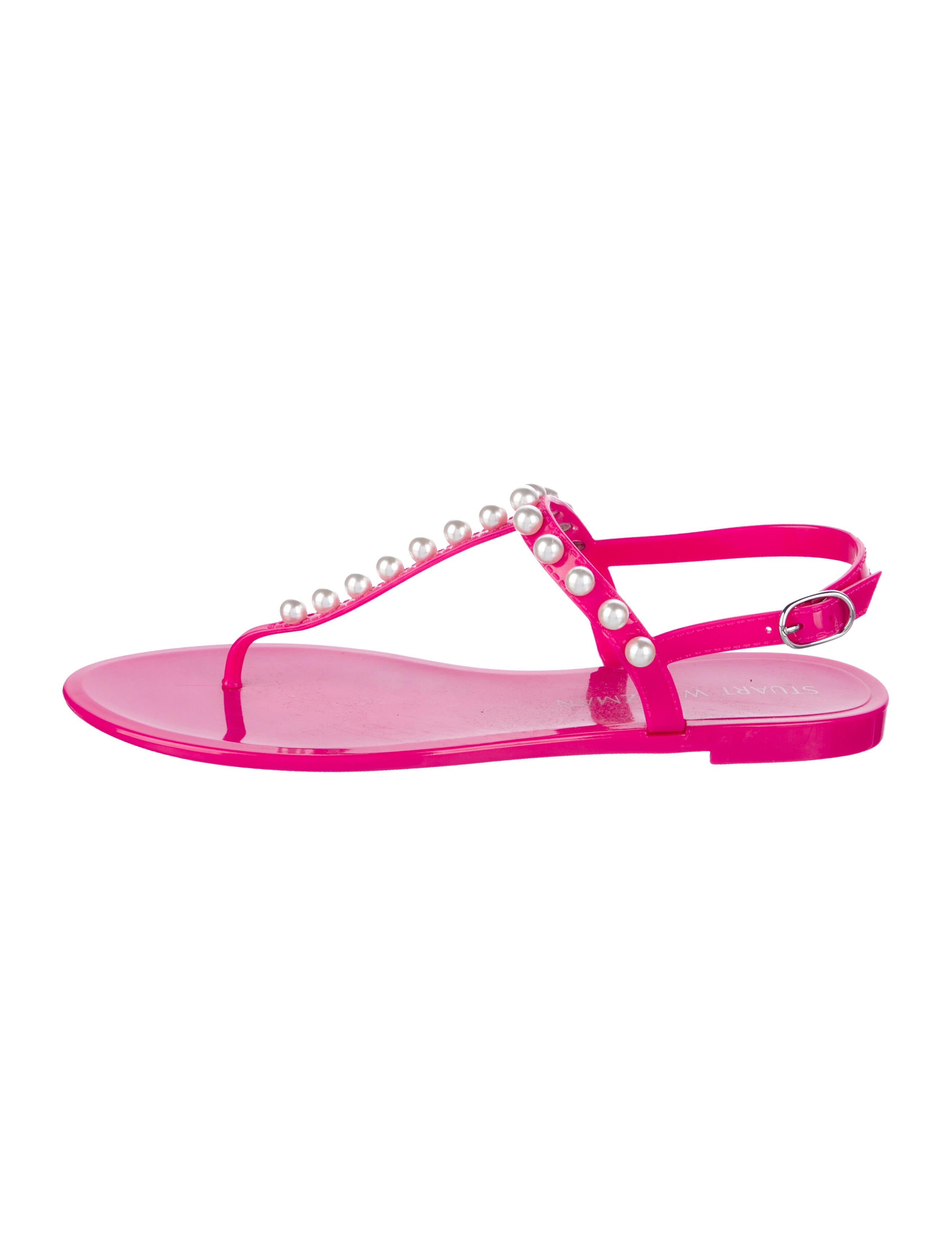 Stuart Weitzman Rubber Studded Accents T-Strap Sandals