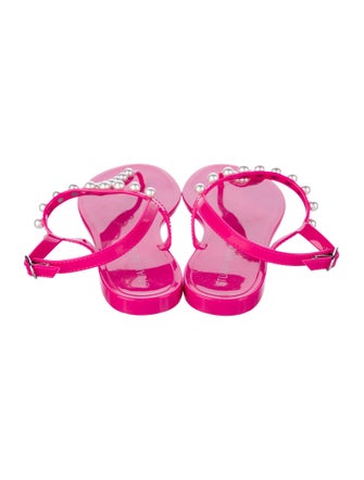 Stuart Weitzman Rubber Studded Accents T-Strap Sandals