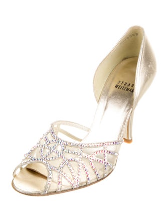 Stuart Weitzman Leather Mesh Accents D'Orsay Pumps