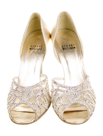 Stuart Weitzman Leather Mesh Accents D'Orsay Pumps