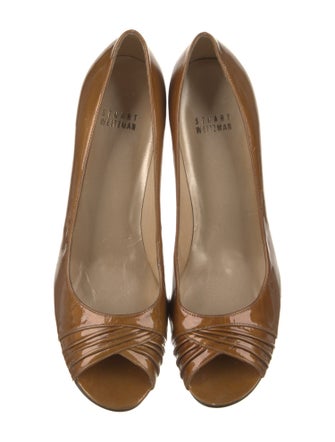 Stuart Weitzman Patent Leather Leather Trim Embellishment Pumps