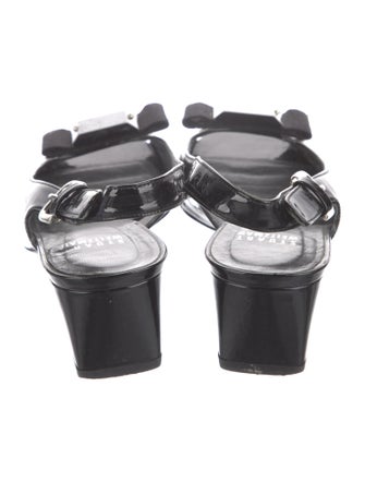 Stuart Weitzman Patent Leather Bow Accents Slingback Pumps