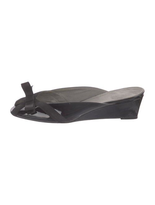 Stuart Weitzman Patent Leather Bow Accents Mules