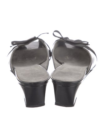 Stuart Weitzman Patent Leather Bow Accents Mules