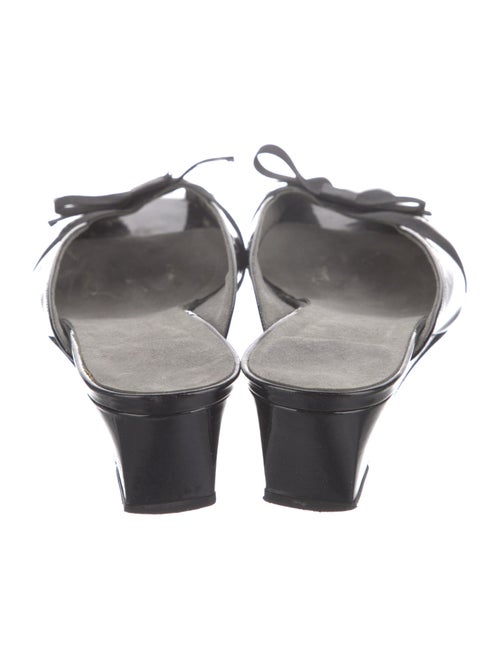 Stuart Weitzman Patent Leather Bow Accents Mules