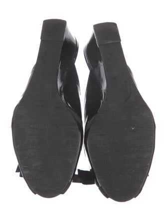 Stuart Weitzman Patent Leather Bow Accents Mules