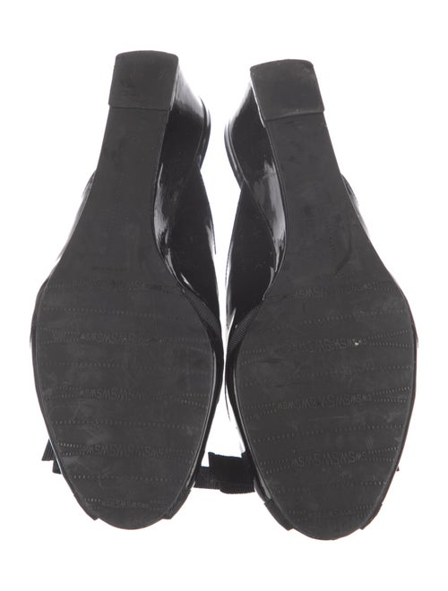 Stuart Weitzman Patent Leather Bow Accents Mules