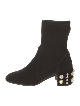 Stuart Weitzman Suede Studded Accents Sock Boots