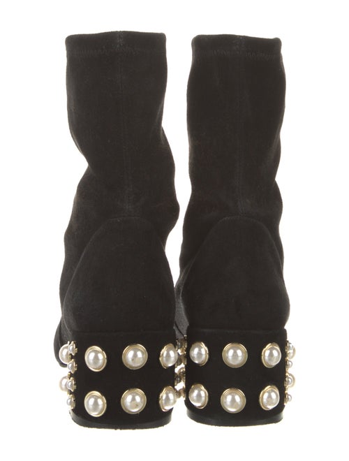 Stuart Weitzman Suede Studded Accents Sock Boots