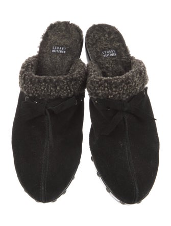Stuart Weitzman Suede Studded Accents Mules