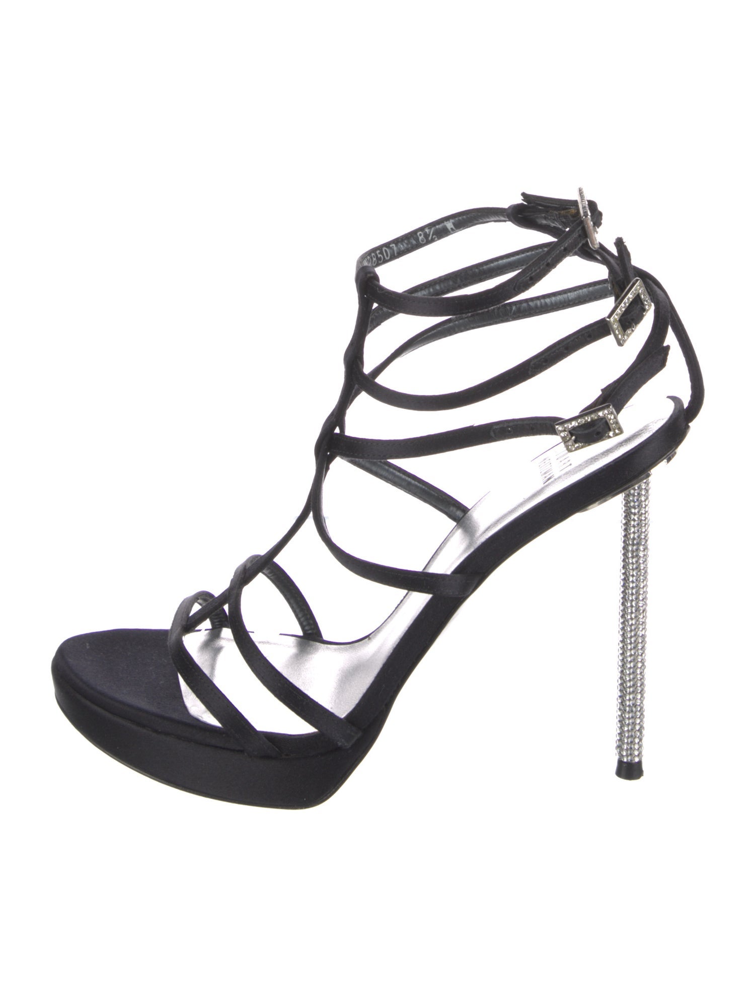 Stuart Weitzman Satin Crystal Embellishments Gladiator Sandals