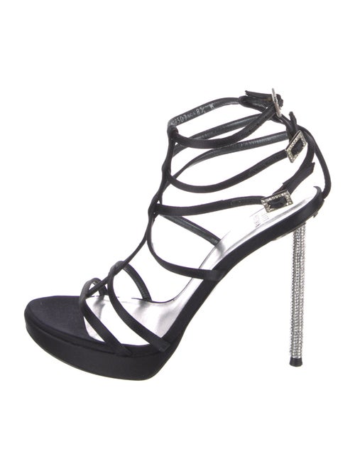 Stuart Weitzman Satin Crystal Embellishments Gladiator Sandals