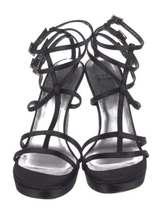 Stuart Weitzman Satin Crystal Embellishments Gladiator Sandals