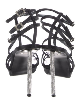 Stuart Weitzman Satin Crystal Embellishments Gladiator Sandals