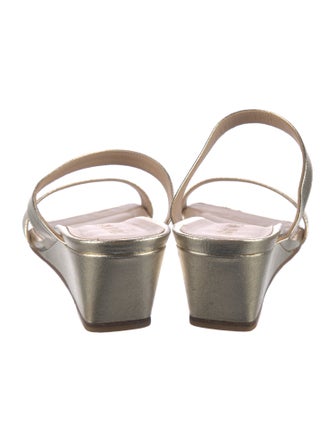 Stuart Weitzman Leather Glitter Accents Slides