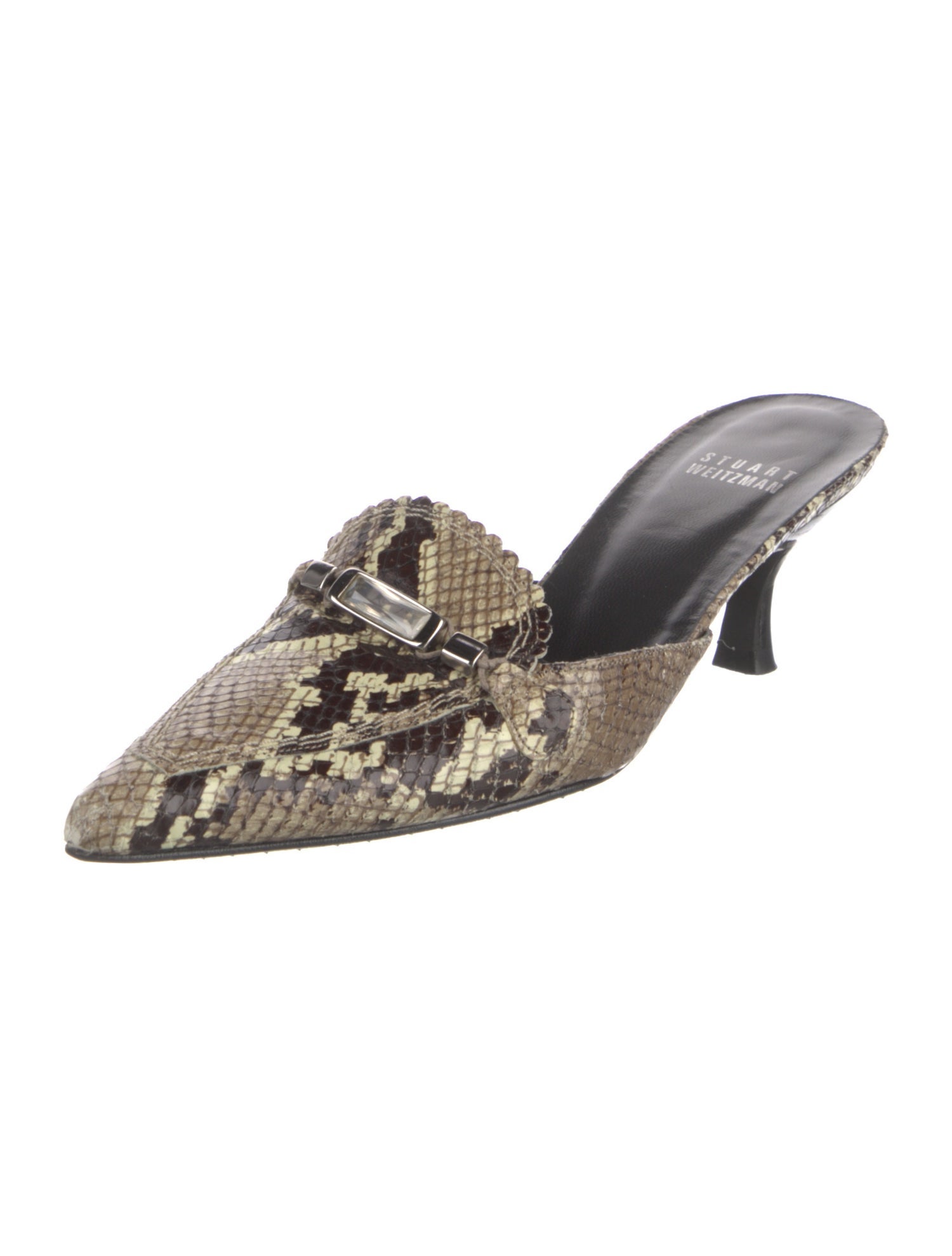Stuart Weitzman Snakeskin Animal Print Mules