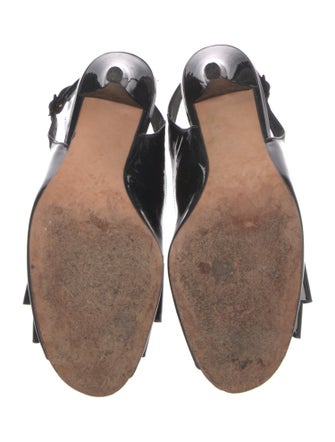 Stuart Weitzman Patent Leather Bow Accents Slingback Pumps