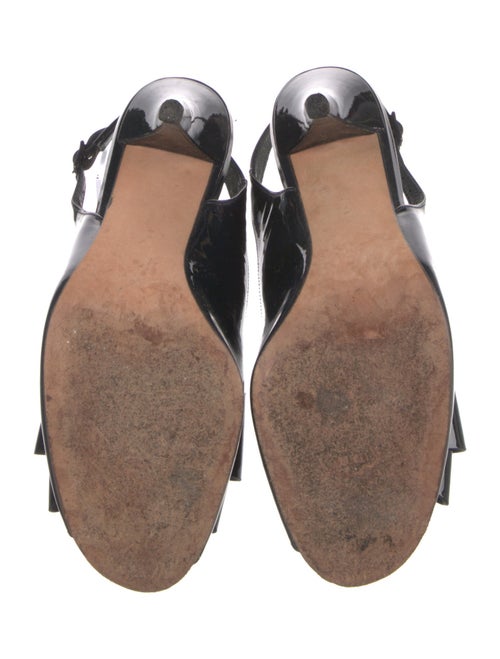 Stuart Weitzman Patent Leather Bow Accents Slingback Pumps