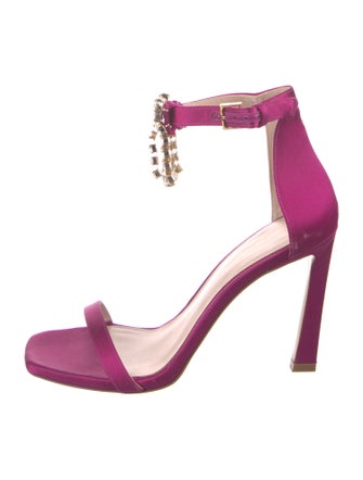Stuart Weitzman Satin Crystal Embellishments Sandals