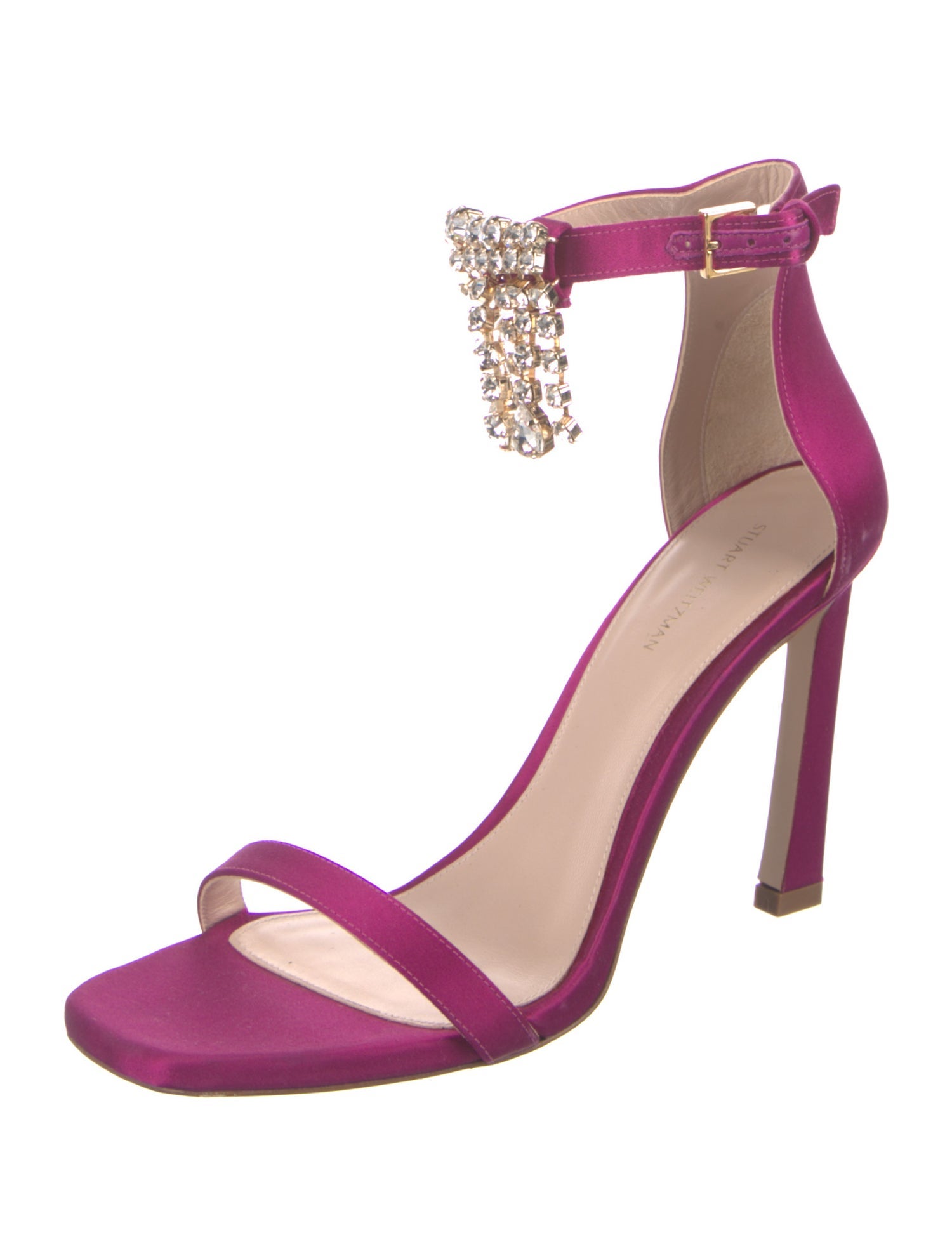 Stuart Weitzman Satin Crystal Embellishments Sandals