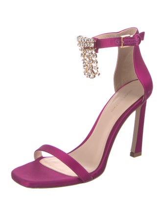 Stuart Weitzman Satin Crystal Embellishments Sandals
