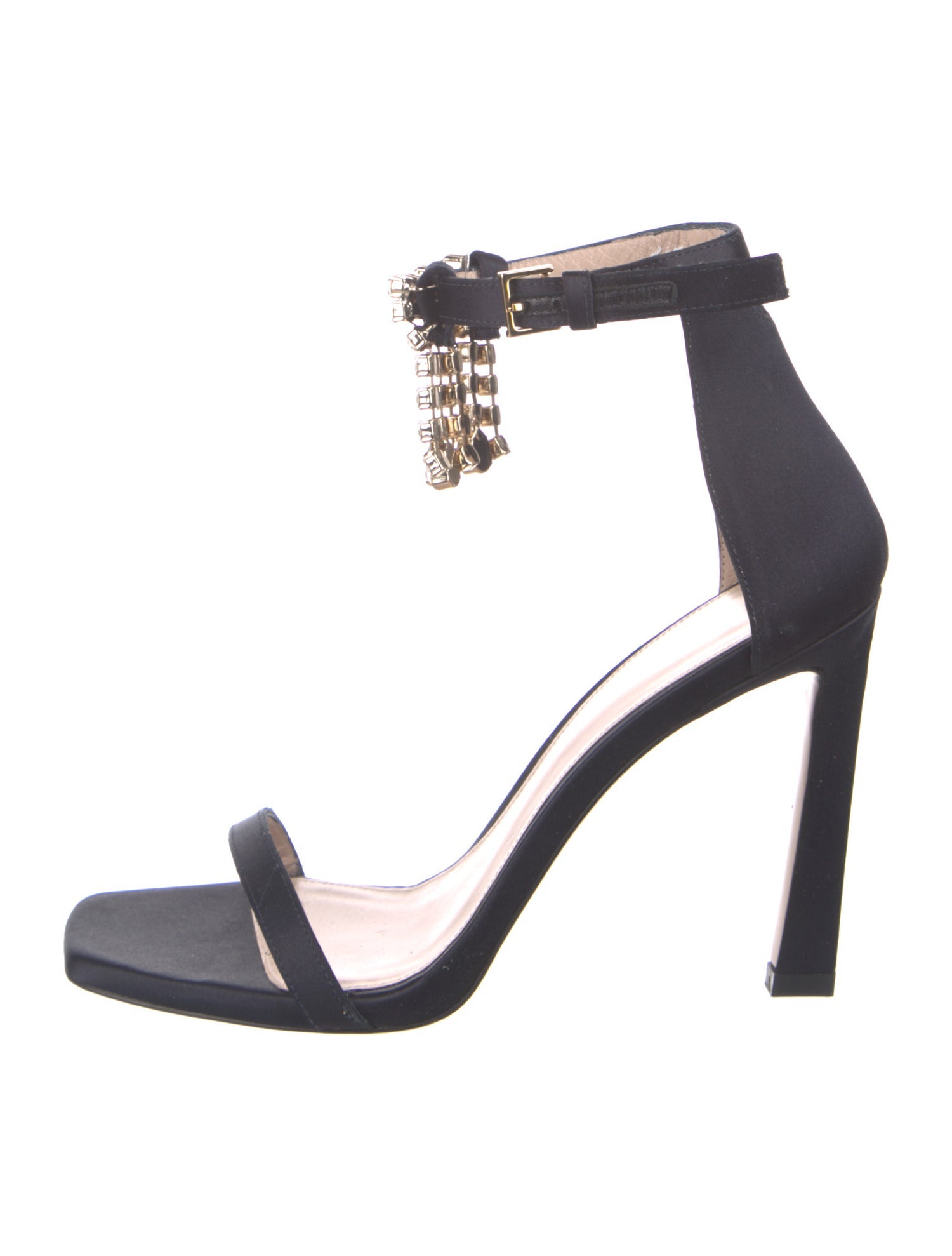 Stuart Weitzman Satin Crystal Embellishments Sandals