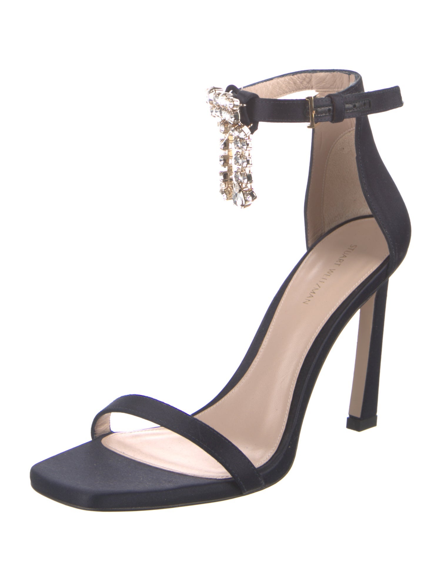 Stuart Weitzman Satin Crystal Embellishments Sandals