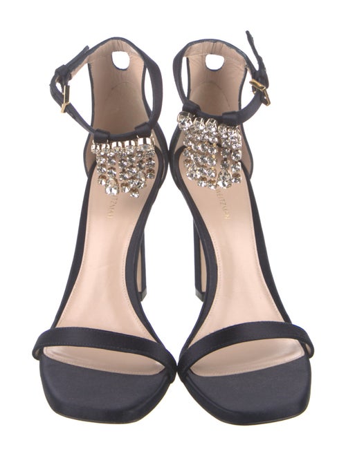 Stuart Weitzman Satin Crystal Embellishments Sandals