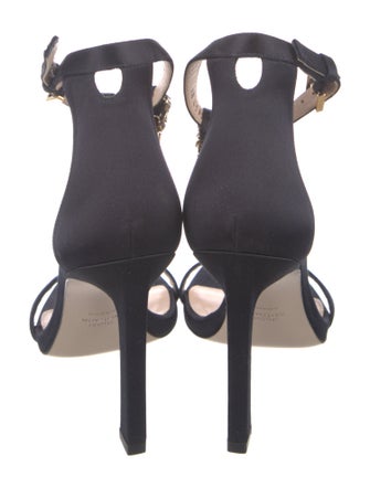 Stuart Weitzman Satin Crystal Embellishments Sandals