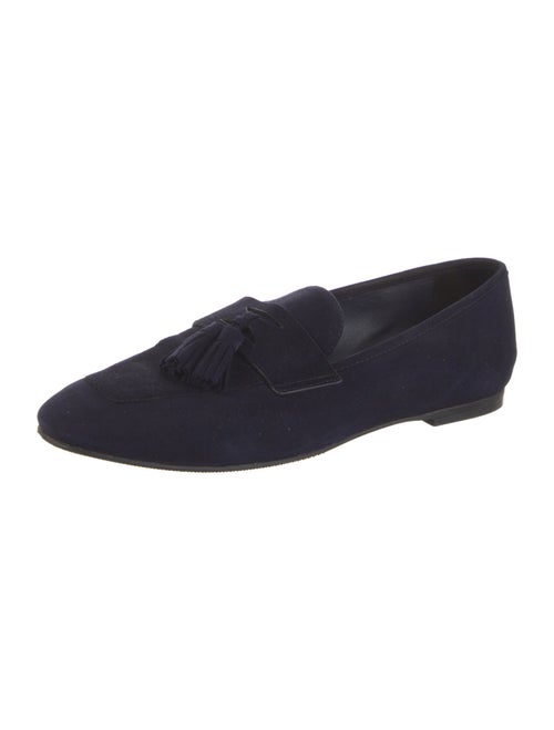 Stuart Weitzman Suede Crystal Embellishments Loafers
