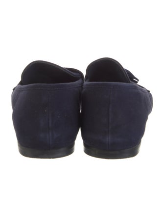 Stuart Weitzman Suede Crystal Embellishments Loafers