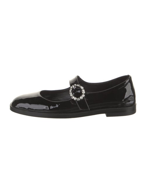 Stuart Weitzman Patent Leather Crystal Embellishments Mary Jane Flats
