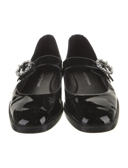 Stuart Weitzman Patent Leather Crystal Embellishments Mary Jane Flats