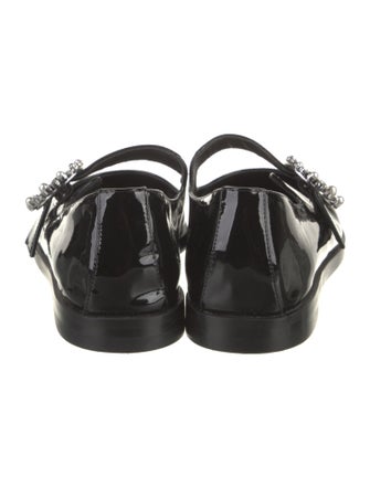 Stuart Weitzman Patent Leather Crystal Embellishments Mary Jane Flats