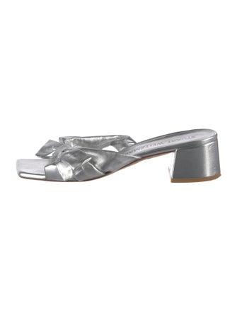 Stuart Weitzman Leather Printed Slides