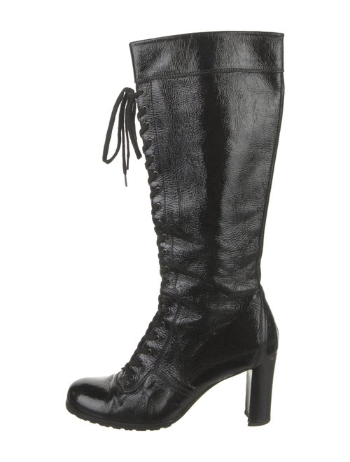 Stuart Weitzman Patent Leather Lace-Up Boots
