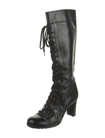 Stuart Weitzman Patent Leather Lace-Up Boots