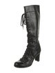 Stuart Weitzman Patent Leather Lace-Up Boots